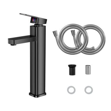 Imagem de Heemli Torneira Banheiro Furo Duplo De Mesa Bica Alta 1/4 De Volta Preto fosco (plástico)