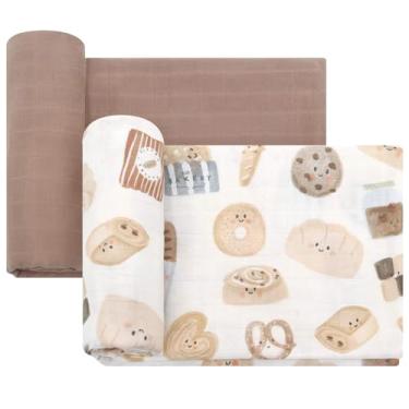 Imagem de LifeTree Cobertores para bebês meninas, cobertores de musselina orgânica unissex, cobertor para recém-nascido, algodão orgânico, grande 119 x 119 cm, pão