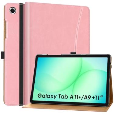 Imagem de MoKo Capa para Samsung Galaxy Tab A11+/A11 Plus/A9+/A9 Plus 11 polegadas 2025/2023, capa fólio de couro PU multi-ângulo com alça de mão, bolso, despertar/hibernar automaticamente, rosa canela
