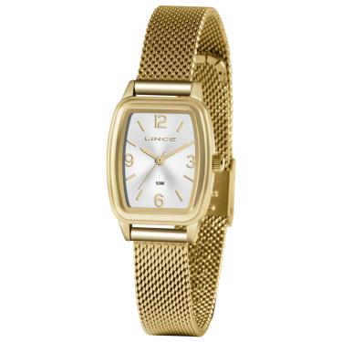 Imagem de Relógio LINCE feminino dourado retangular LQG4675L S2KX