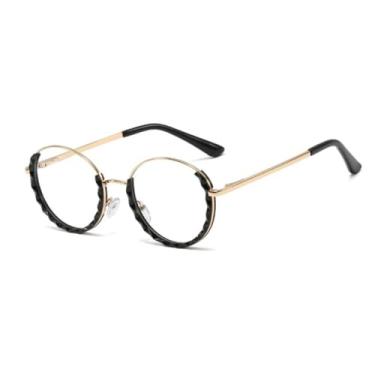 Imagem de HCPIHF Óculos redondos transparentes, armação meia-redonda feminina (preto transparente)