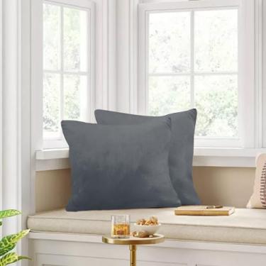 Imagem de Capas de almofada 45,7 x 45,7 cm, almofadas decorativas para sofá, pacote com 2, cinza escuro
