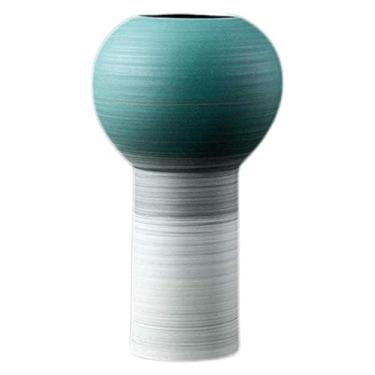 Imagem de Vaso decorativo vaso de cerâmica arranjo de flores secas decoração de casa sala de estar mesa azul branco simples para flores decoração de casa (15 cm x 28 cm)