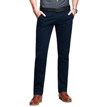 Imagem de Calças Match Slim, cônicas e frontais planas para homens, azul, tamanh