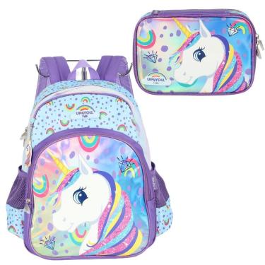 Imagem de Mochila Escolar Estojo Box Grande Menina Unicornio Up4you-Feminino