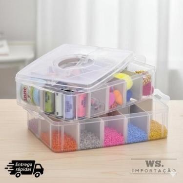 Imagem de Maleta Organizadora Multiuso missangas e bijuterias Modular Transparen
