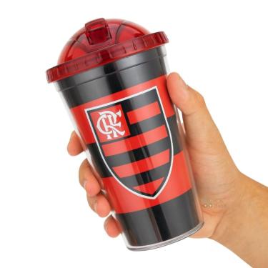 Imagem de Copo Flamengo de Plástico Com Canudo 450ml Oficial