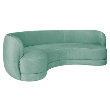 Imagem de Sofá Curvo 3 Lugares Sala De Estar Recepção Noruega 200cm Suede - Doce