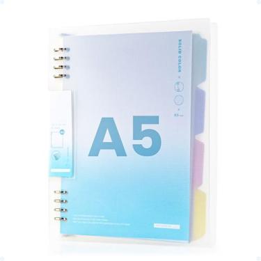 Imagem de Fichário Escolar Transparente Caderno 8 Argolas Pautado A5 - Judi, Azu