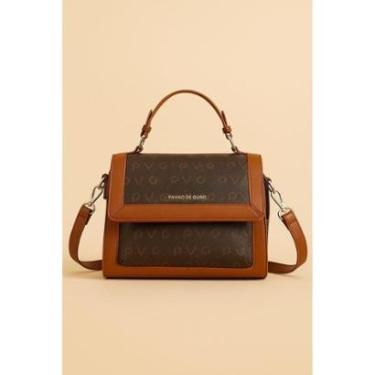 Imagem de Bolsa Média Transversal D Bell Outlet Texturizada Marrom-Feminino