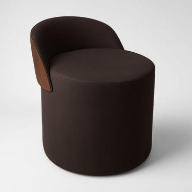 Imagem de Puff Encosto material sintético Suede Redondo Confortável Sala Moderno