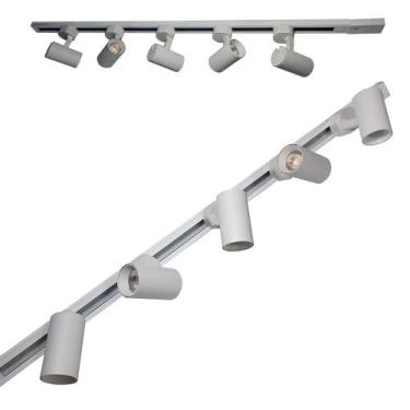 Imagem de Trilho Eletrificado 1 Metro Branco Com 4 Spots Led 7W 3000K - Bela Hom