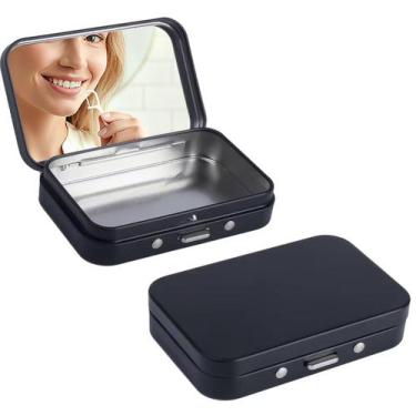 Imagem de Estojo Portátil para Fio Dental LIGHUFEIC com Espelho 8,5x5,5x1,8 cm