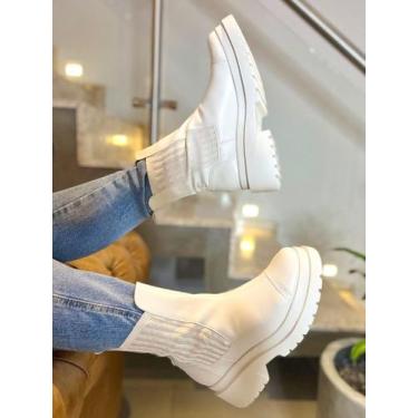 Imagem de Coturno Feminino Chelsea Gabi Off-white - Cadencia Feminina, 37