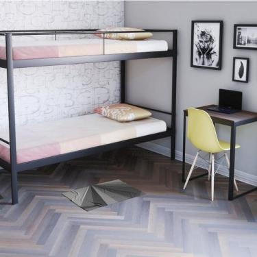 Imagem de Conjunto para Quarto 1 Beliche e 1 Escrivaninha 90x60cm Preto/Fosco - 