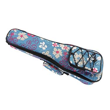 Imagem de Mochila de guitarra GZYF requintada 66 cm Tenor Ukulele 4 cordas, flor azul