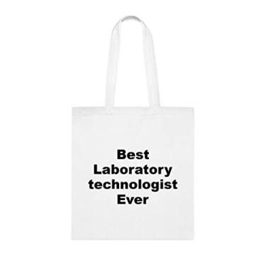 Imagem de Sacola de tecnólogo de laboratório, a melhor bolsa de tecnólogo de laboratório, presente de tecnólogo de laboratório, bolsas reutilizáveis de tecnólogo de laboratório, ideia de presente de mordaça de Natal de aniversário, Branco