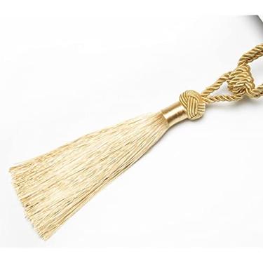Imagem de 1 peça Suporte de Cortina Tieback Acessório de Cortina Feito à Mão Borlas Franja Pendurada Bola Amarrar Janela Cortina Borla Decoração de Casa, Ouro, 4 peças