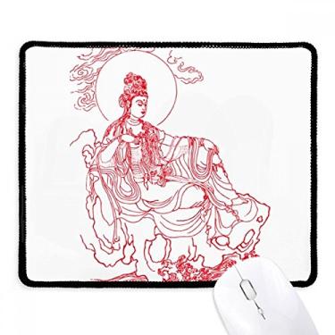 Imagem de Tapete de borracha para jogos com estampa de ilustração Guanyin vermelho da Culture