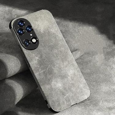 Imagem de Capa de telefone de couro PU para Huawei P50 Pro Lite P40 Nova 10 9 5T Honor 20 30 50 70 Capa de tecido macio fosco à prova de choque, cinza, para P30