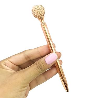 Imagem de Caneta Esferográfica Metal Ponta 0.7 mm Bola Strass Papelaria Escolar Escritório (Rose)