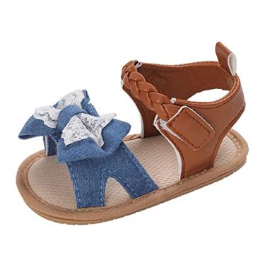 Imagem de Sandálias femininas bege tamanho 3 sapatos para o verão laço meninas sandálias infantis verão meninas sandálias esportivas slides, Azul, 0-6 Meses