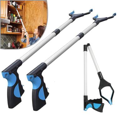 Imagem de Apanhador de cabo longo, ferramenta de garra giratória dobrável de 83,8 cm, pesca, catador de lixo, braço de deficiência para idosos com deficiência braço extensor de ferramenta de auxílio para