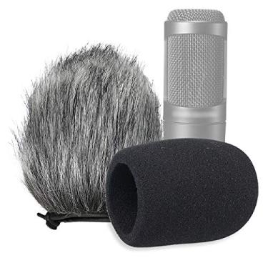 Imagem de SUNMON Capa de para-brisas e espuma, microfone interno e externo para microfone Audio-Technica AT2020, AT2020USB, AT2020USB+ microfone AT2035, AT4040, AT2050 (pacote com 2)