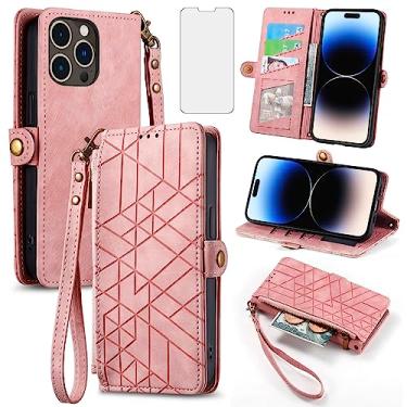 Imagem de Asuwish Capa de celular para iPhone 14 Pro Max 6,7 polegadas com protetor de tela de vidro temperado e suporte para cartão com zíper flip celular iPhone14promax 5G i Phone14Max Plus iPhone14 ProMax