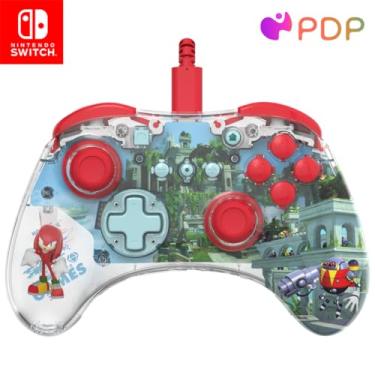 Imagem de PDP REALMz Nintendo Switch Pro Controller, Customizable LED Lighting, 3.5mm Headphone Jack, Officially Licensed by Nintendo and SEGA: Sonic Superstars (Knuckles Sky Sanctuary Zone)