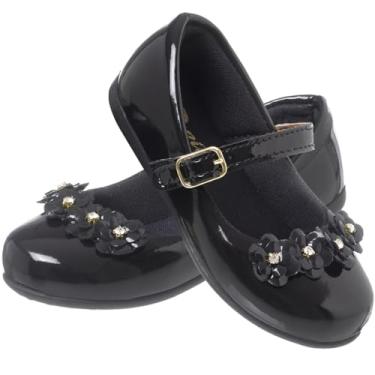 Imagem de Sapatilha Infantil Branca com Laço de Flores para Meninas (Preto, BR, Adulto, Numérico, 37)