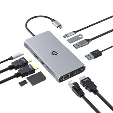 Imagem de Estação de ancoragem para laptop USB C, monitor duplo, adaptador de hub USB C 12 em 1, tela tripla com 2 HDMI 4K, DisplayPort, Ethernet, 100W PD, 4 portas USB, TF/SD para laptop Dell/HP/Lenovo/MacBook