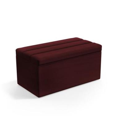 Imagem de Calçadeira Baú Ursa 90 para Cama de Solteiro N-034 Veludo Bordô Aradec