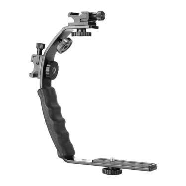 Imagem de BaotyJie Suporte para Câmera em L, Suporte Acolchoado, Acessório Profissional Multifuncional, Parafuso para Tripé de 1/4'', Sapata Fria para Flash Duplo