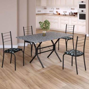 Imagem de Conjunto Sala de Jantar Mesa Retangular 120x75cm Tampo Granito Ocre 4 