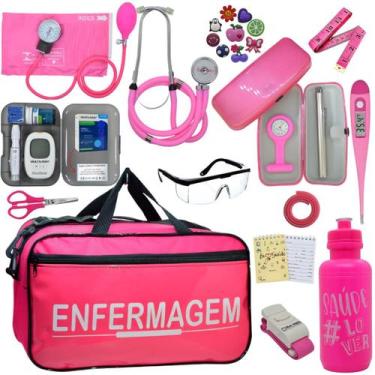 Imagem de Kit Bolsa Cores Aparelho Pressao Esfigmomanometro Enfermagem Premium, 