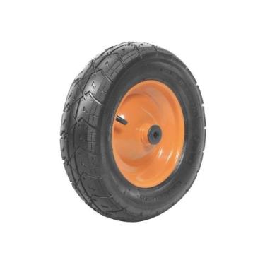 Imagem de Roda metalica para carrinho de mao pneu com camara 3.5 8 e bucha plast