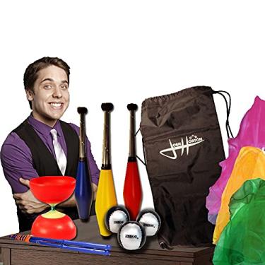 Imagem de Zeekio Conjunto completo de malabarismo - Conjunto de cachecóis, bolas, clubes, diabolo e bolsa por Josh Horton - para crianças e adolescentes