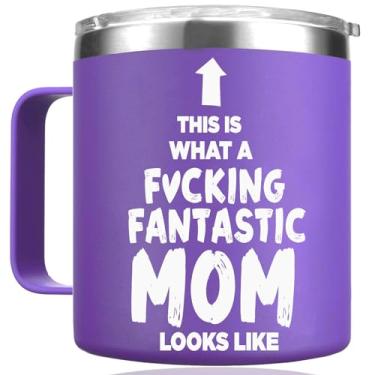 Imagem de Netrorin Presentes para mamãe, caneca para mãe - This is What A Fantastic Mom Looks Like - Presentes para mãe, presentes para mãe, roxo, 400 ml para aniversário da mamãe