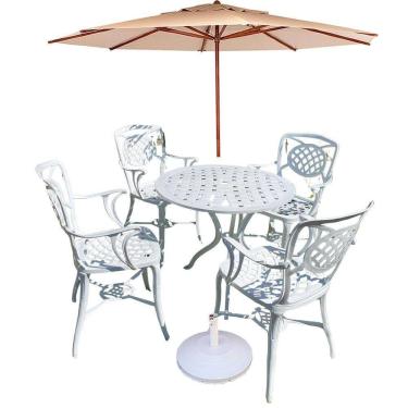 Imagem de Conjunto De Jardim Com Mesa, 4 Cadeiras Havana E Ombrelone Piscina Bege