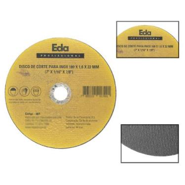 Imagem de Disco De Corte Para Inox 180x1,6x22mm Esmerilhadeira - EDA