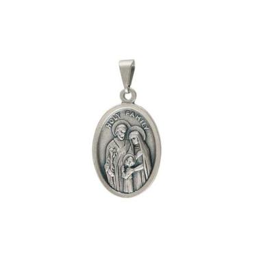 Imagem de Medalha Italiana de Sagrada Família Prata Velha Pequeno Oval - Aramon