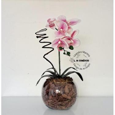 Imagem de Arranjo Orquídea Rosa Borboleta 3D Realista Permanente Siliconada Para