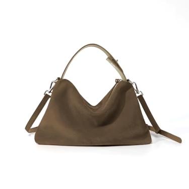 Imagem de VAKAER Bolsa feminina de camurça, bolsa tiracolo de couro de camurça com alça ajustável bolsa de ombro nobuck Hobo, Marrom, One Size