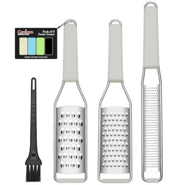 Imagem de Cambom Ralador Zester Ralador de Queijo Limão Zester Pacote de Aço Inoxidável 3-304 - Uma Ferramenta Afiada para Queijo Parmesão, Gengibre, Alho, Noz-Moscada, Chocolate, Vegetais, Frutas, Próprio Para