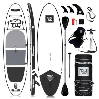 Imagem de TIGERXBANG Pranchas De Stand Up Paddle 10'6" X 32" X 6" Com Acessórios De Prancha De Sup Premium, Pranchas De Remo Infláveis Para Adultos/Crianças Com Remo De Lâmina Dupla, Assento De Caiaque, Defende