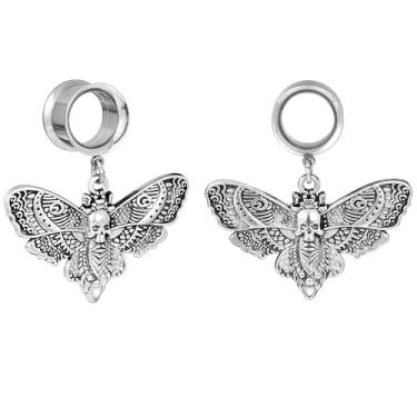 Imagem de Awinrel Túneis de orelha alargadores pendurados para orelhas mulheres homens, calibre 2G 1G 0G 00G 9 mm 11 mm 13 mm 1/2 9/16 5/8, brincos de aço cirúrgico com ilhós corporais, 0000G(12mm), Metal, Sem