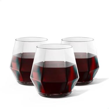 Imagem de TOSSWARE POP 340.2 g Diamond Vino Conjunto de 48 taças de vinho de plástico de qualidade premium, recicláveis, inquebráveis e cristalinas