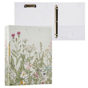 Imagem de Fichário com 3 anéis, flores, ervas, flores silvestres, botânico, 3,8 cm, fichário redondo com 200 folhas para mulheres, homens, escritório, crianças, material escolar, 1 pacote