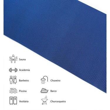 Imagem de Tapete Vinil Antiderrapante Vazado Aqua-Grid 50x120 - MOB CORES,  Azul